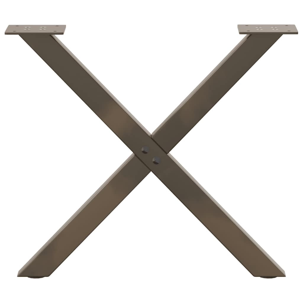 Pieds de table basse en forme de X, 2 pièces, acier naturel, 50 x (42-43) cm