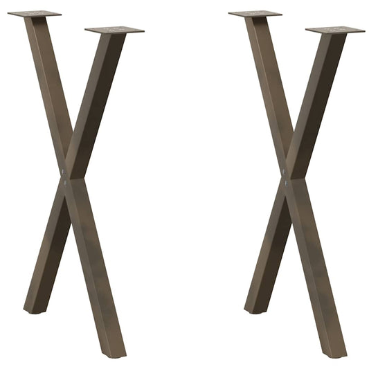 Pieds de table à manger en forme de X, 2 pièces, acier naturel, 57 x 72-73 cm