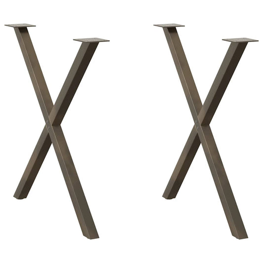 Pieds de table à manger en forme de X, 2 pièces, acier naturel, 70 x 72-73 cm