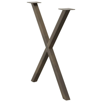Esstischbeine X-Form 2 Stk. Naturstahl 70x(72-73) cm Stahl