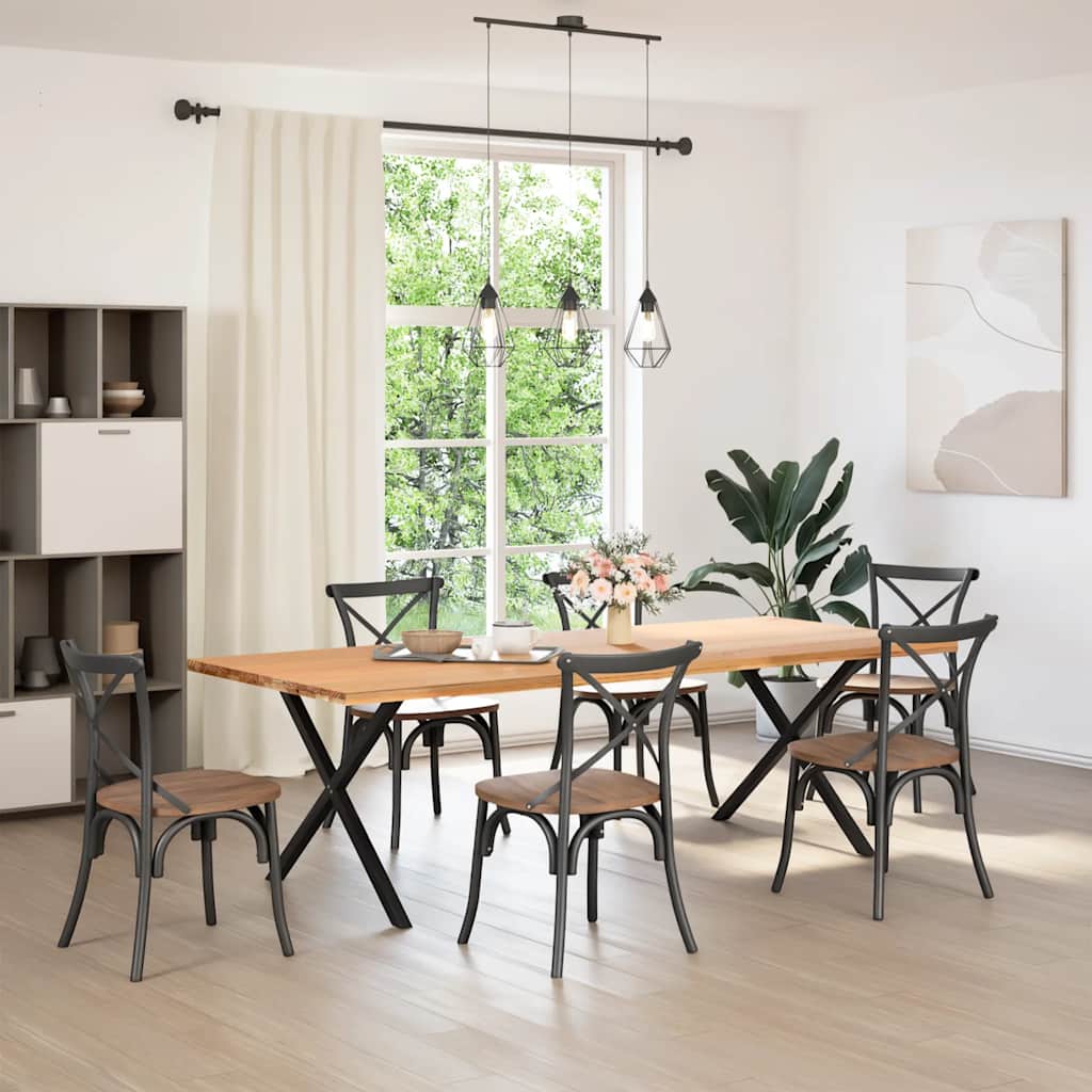 Pieds de table à manger en forme de X, 2 pièces, noir, 90 x 72-73 cm, acier