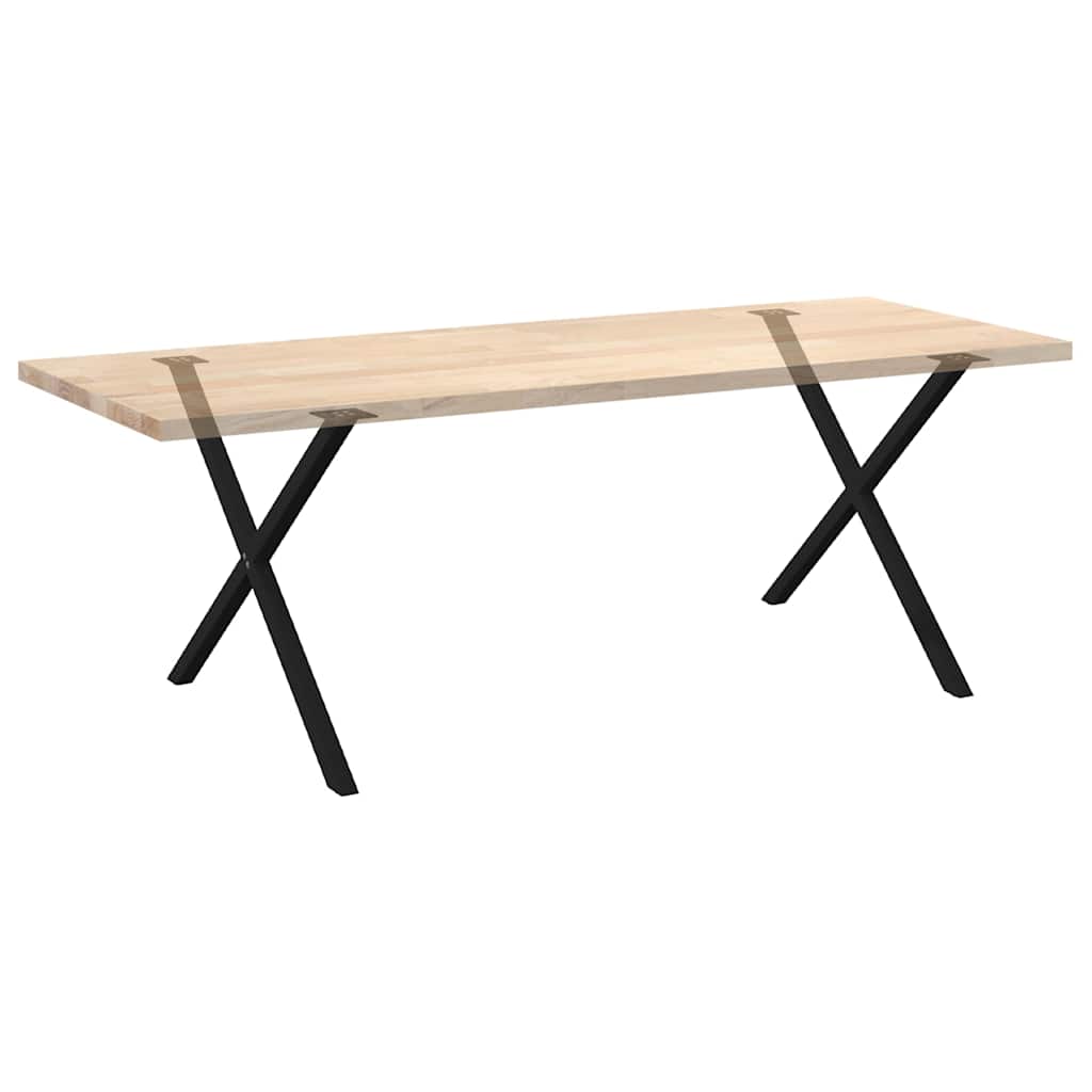 Pieds de table à manger en forme de X, 2 pièces, noir, 90 x 72-73 cm, acier