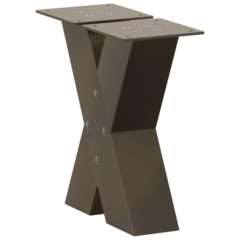 Pieds de table basse en forme de X, 2 pièces, acier naturel, 30 x (30-31) cm