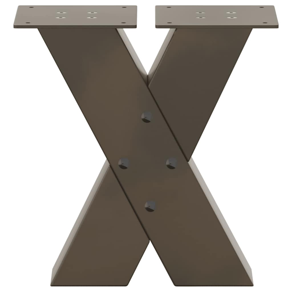 Pieds de table basse en forme de X, 2 pièces, acier naturel, 30 x (30-31) cm