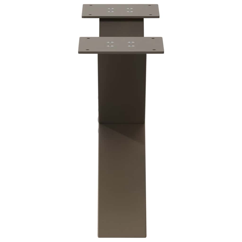 Pieds de table basse en forme de X, 2 pièces, acier naturel, 50 x (30-31) cm