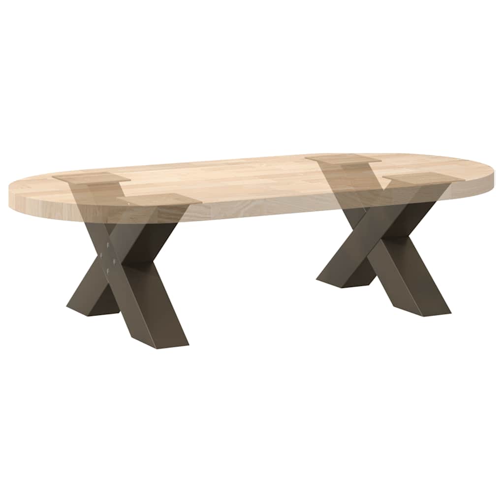 Pieds de table basse en forme de X, 2 pièces, acier naturel, 50 x (30-31) cm