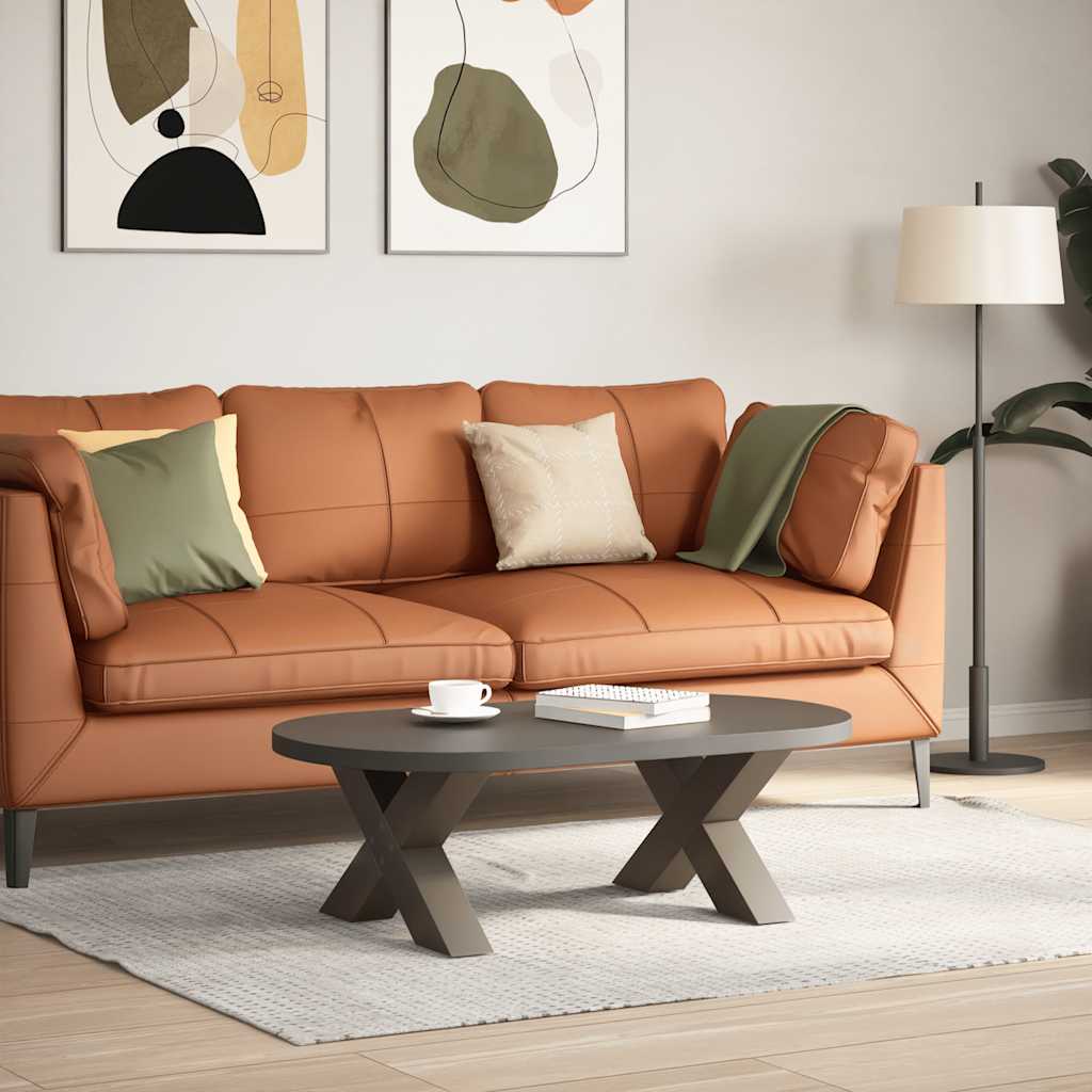 Pieds de table basse en forme de X, 2 pièces, acier naturel, 60 x (30-31) cm