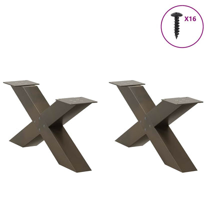Couchtischbeine X-Form 2 Stk. Naturstahl 70x(30-31) cm Stahl