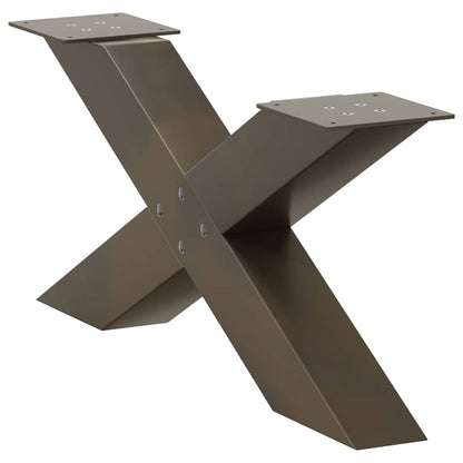 Couchtischbeine X-Form 2 Stk. Naturstahl 70x(30-31) cm Stahl
