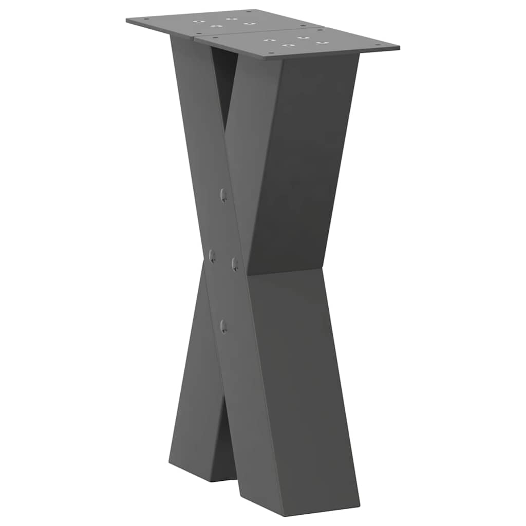 Pieds de table basse en forme de X, 2 pièces, anthracite, 28 x 42-43 cm, acier