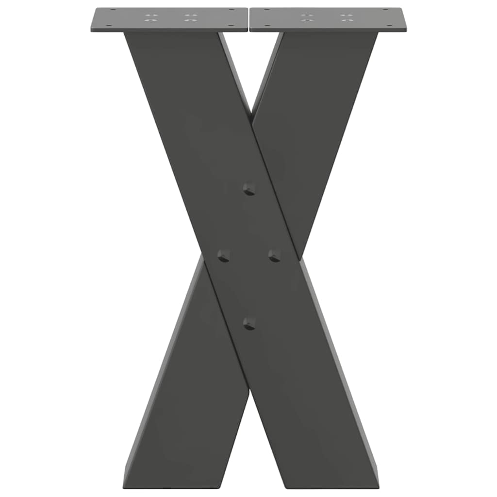 Pieds de table basse en forme de X, 2 pièces, anthracite, 28 x 42-43 cm, acier