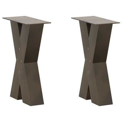 Couchtischbeine X-Form 2 Stk. Naturstahl 28x(42-43) cm Stahl