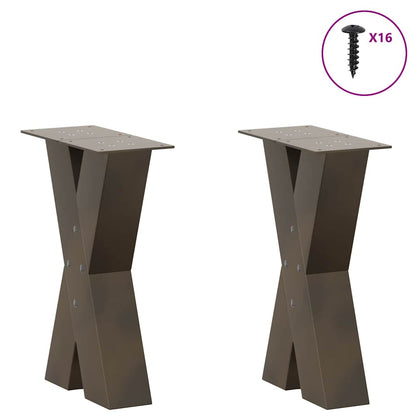 Couchtischbeine X-Form 2 Stk. Naturstahl 28x(42-43) cm Stahl