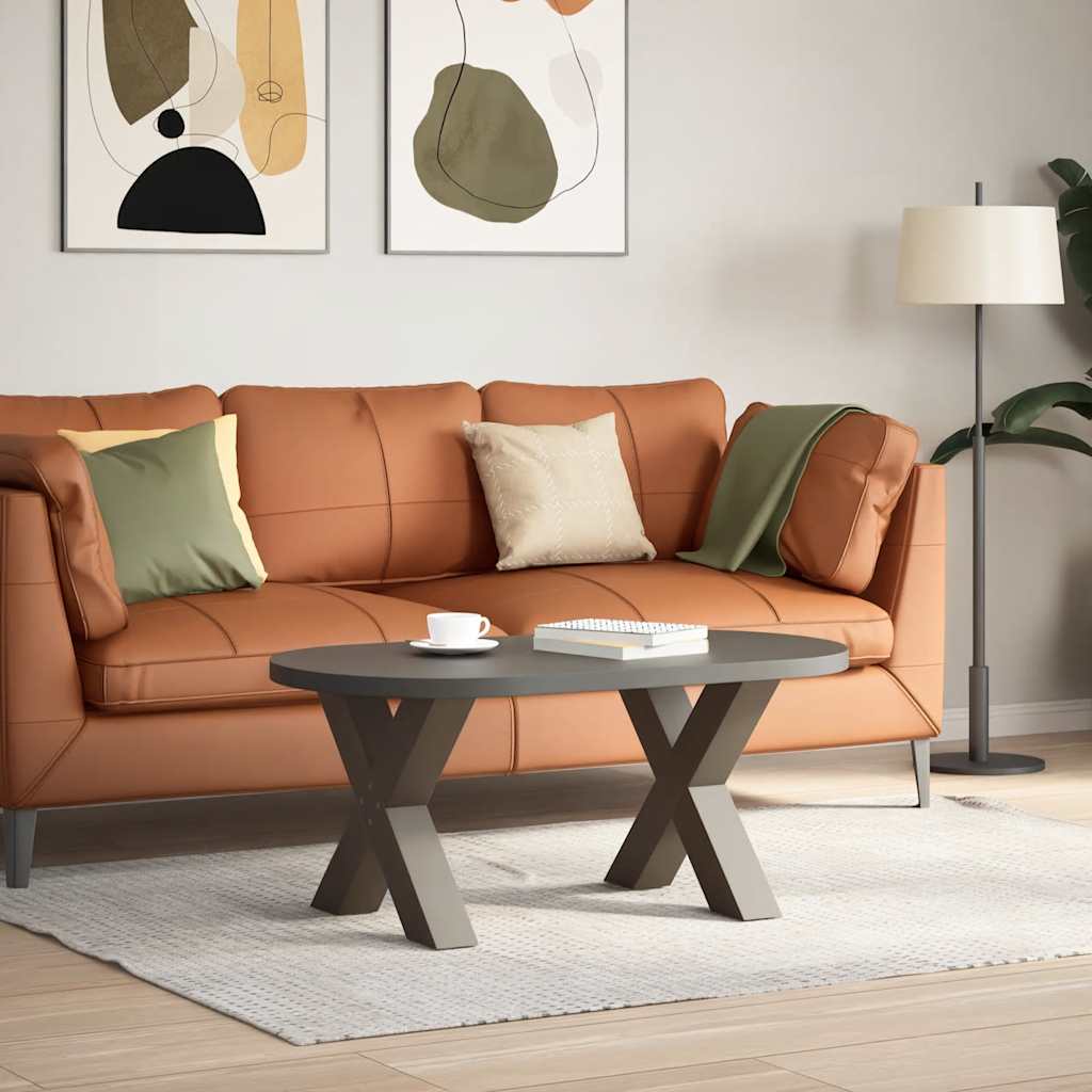 Pieds de table basse en forme de X, 2 pièces, acier naturel, 50 x (42-43) cm