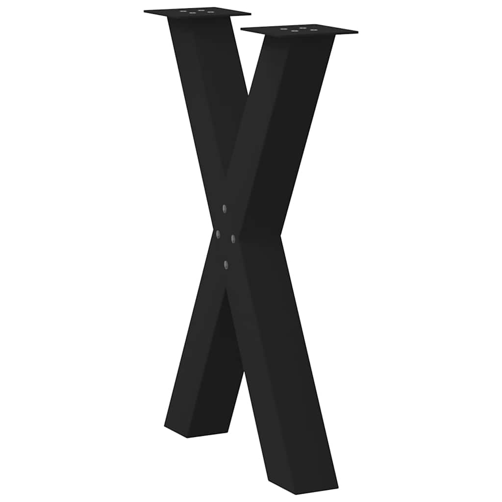 Pieds de table à manger en forme de X, 2 pièces, noir, 50 x 72-73 cm, acier