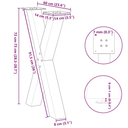 Esstischbeine X-Form 2 Stk. Weiß 60x(72-73) cm Stahl