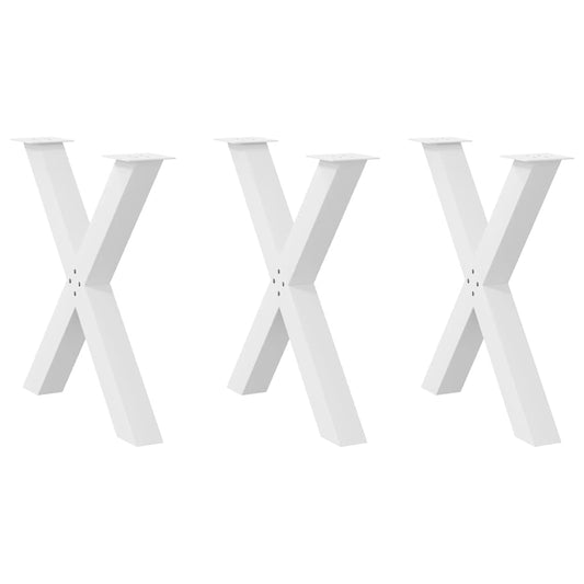 Pieds de table à manger en forme de X, 3 pièces, blanc, 70 x 72-73 cm, acier