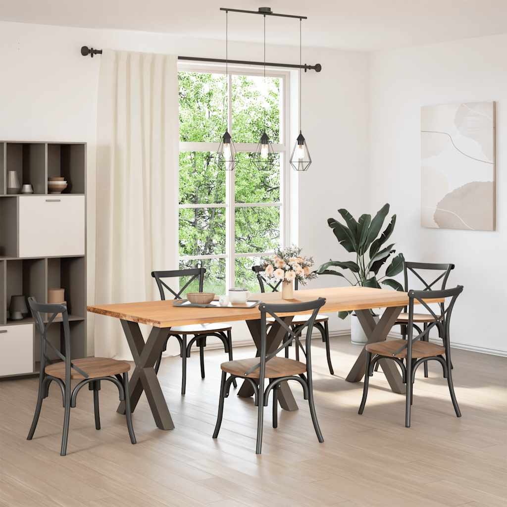 Pieds de table à manger en forme de X, 3 pièces, acier naturel, 70 x 72-73 cm