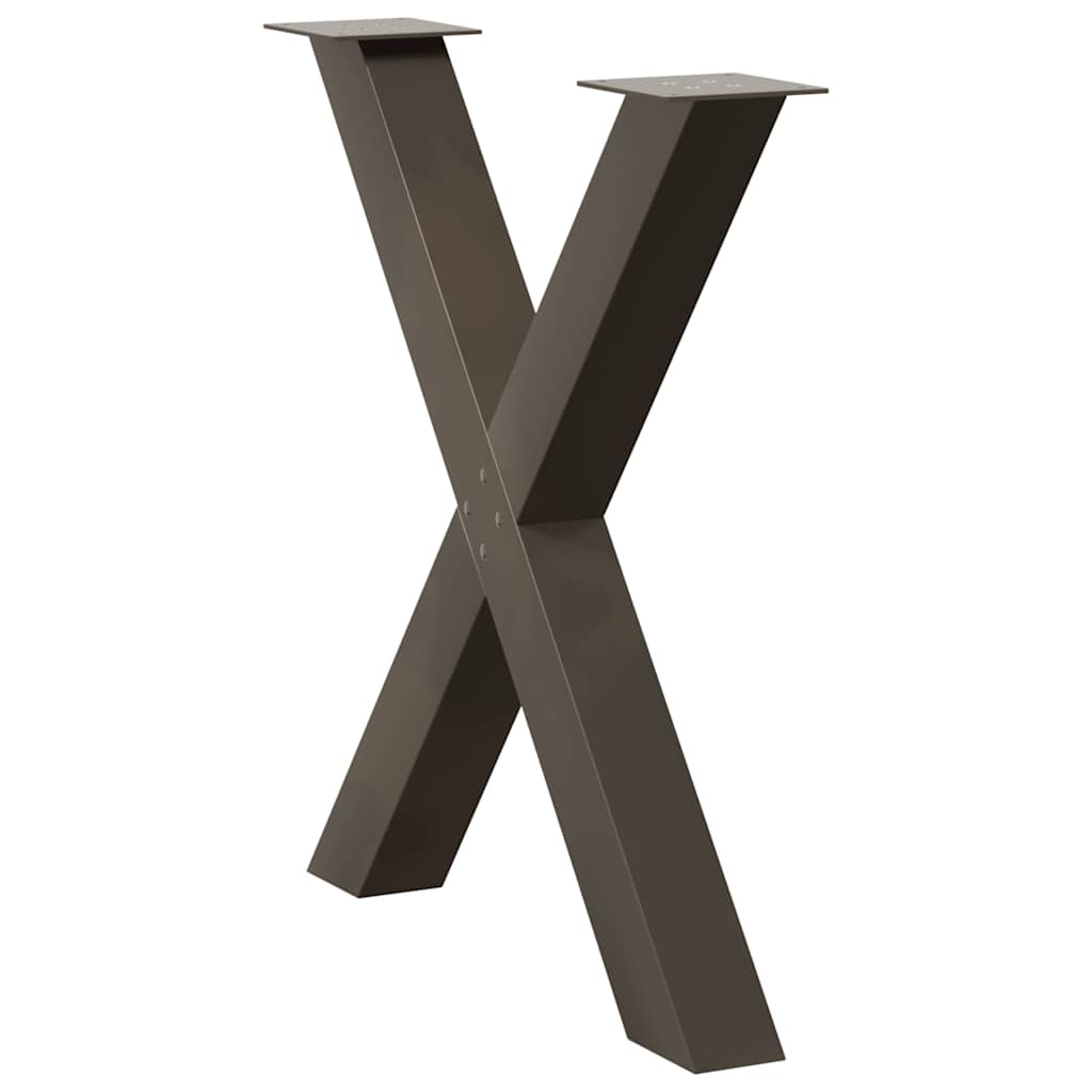 Pieds de table à manger en forme de X, 3 pièces, acier naturel, 70 x 72-73 cm