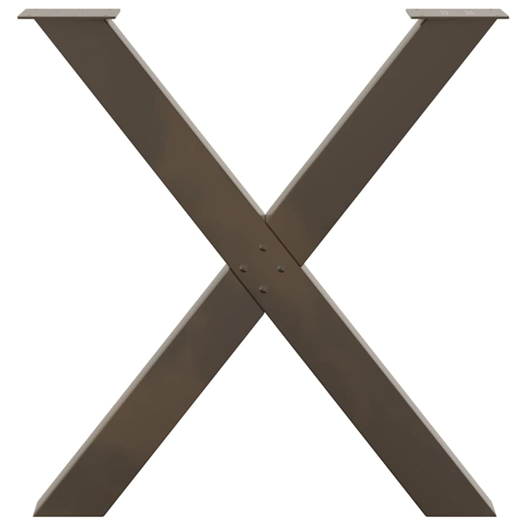 Pieds de table à manger en forme de X, 3 pièces, acier naturel, 70 x 72-73 cm