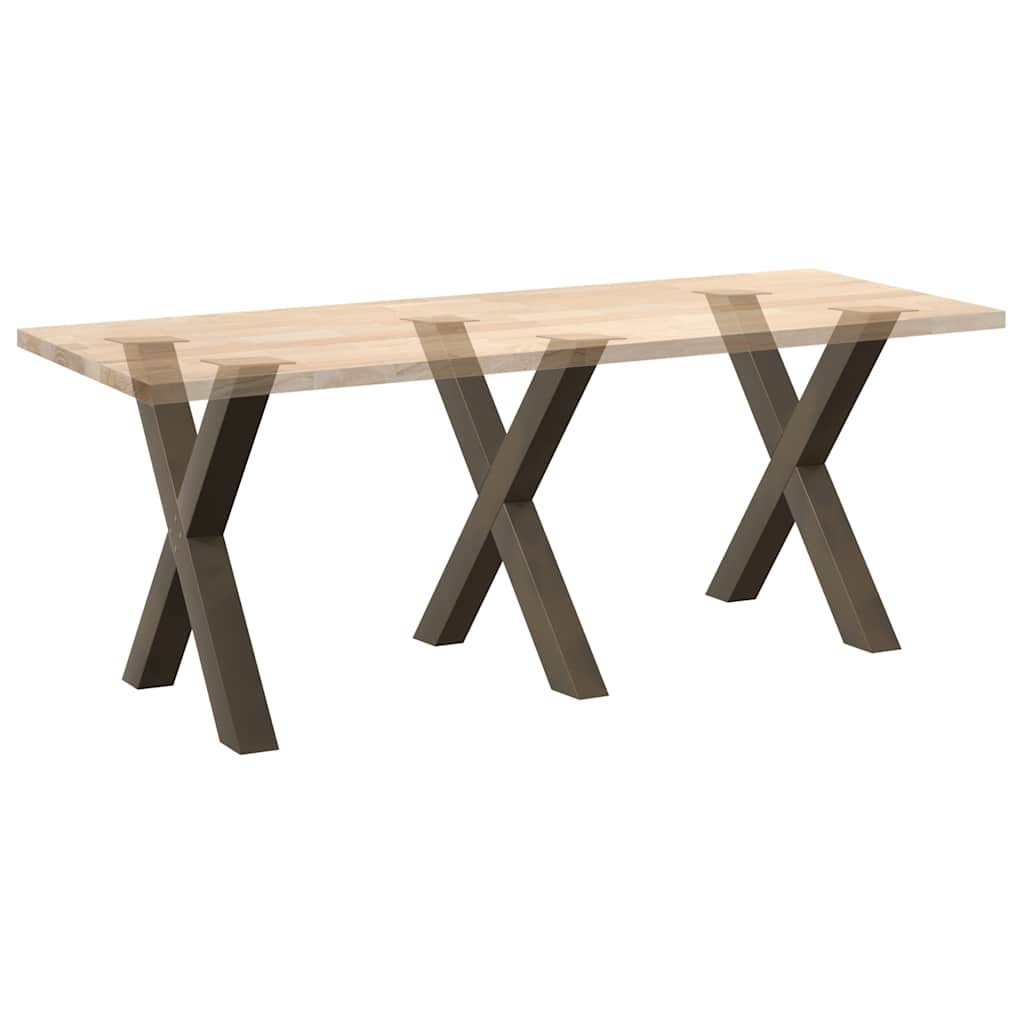 Pieds de table à manger en forme de X, 3 pièces, acier naturel, 70 x 72-73 cm