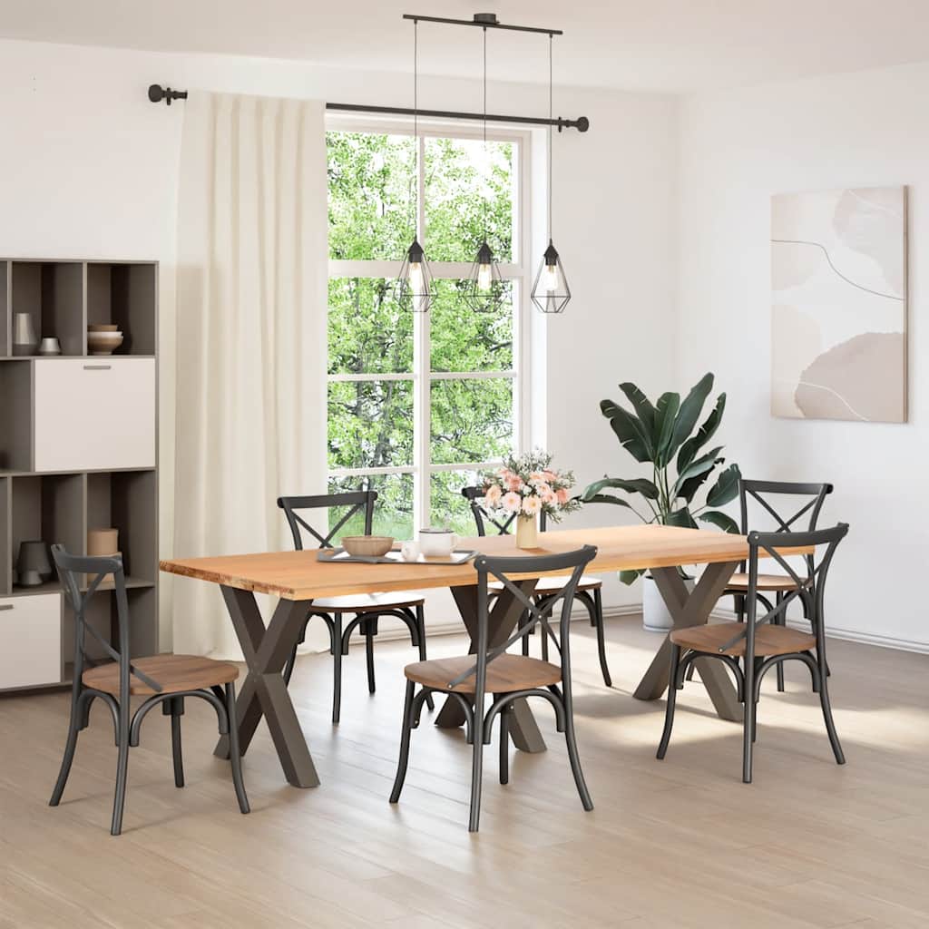 Pieds de table à manger en forme de X, 3 pièces, acier naturel, 80 x 72-73 cm