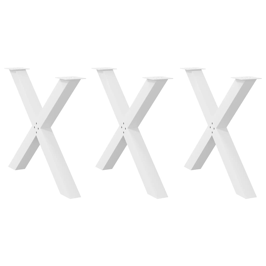 Pieds de table à manger en forme de X, 3 pièces, blanc, 90 x (72-73) cm, acier