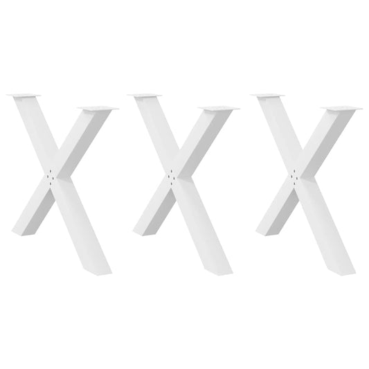 Pieds de table à manger en forme de X, 3 pièces, blanc, 90 x (72-73) cm, acier