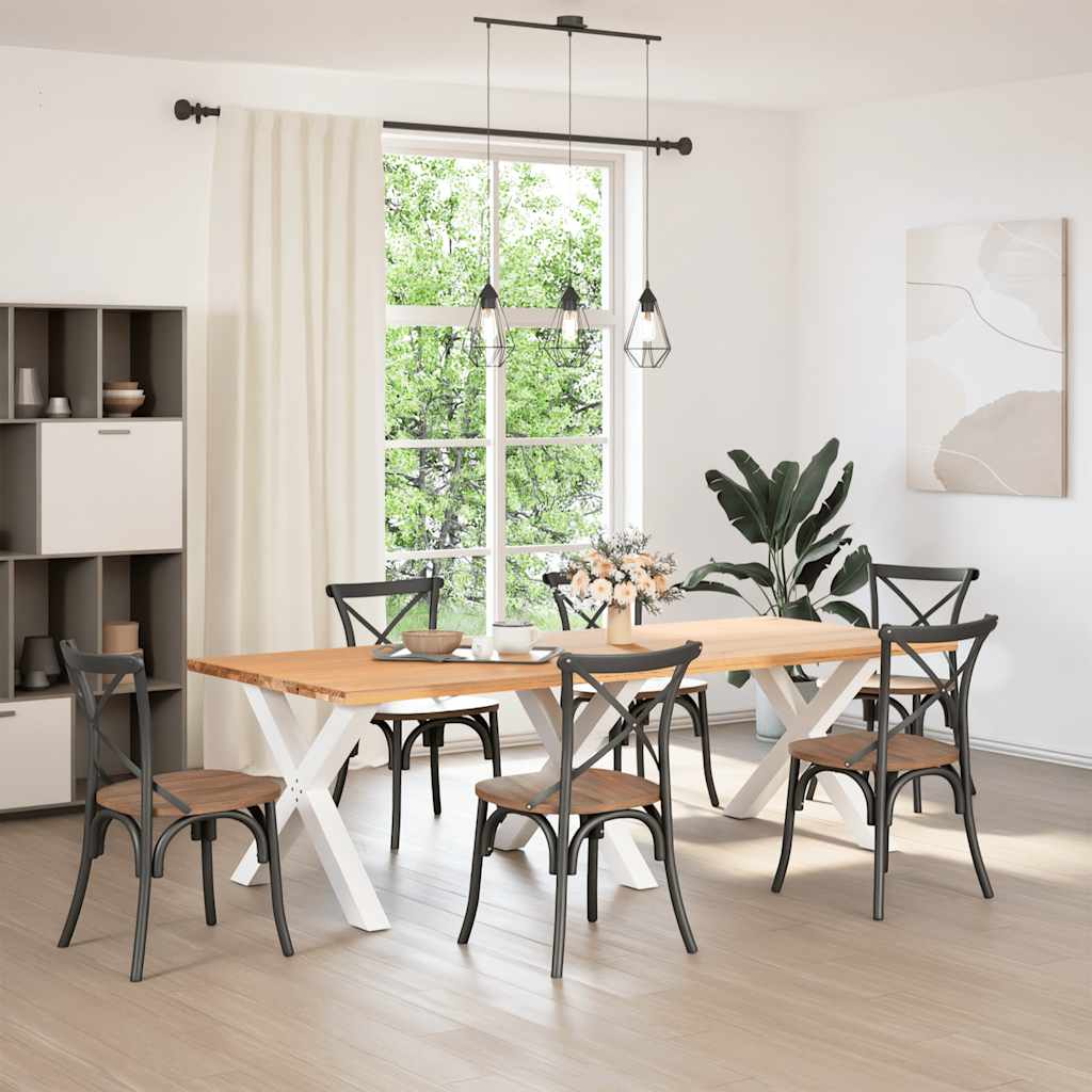 Pieds de table à manger en forme de X, 3 pièces, blanc, 90 x (72-73) cm, acier