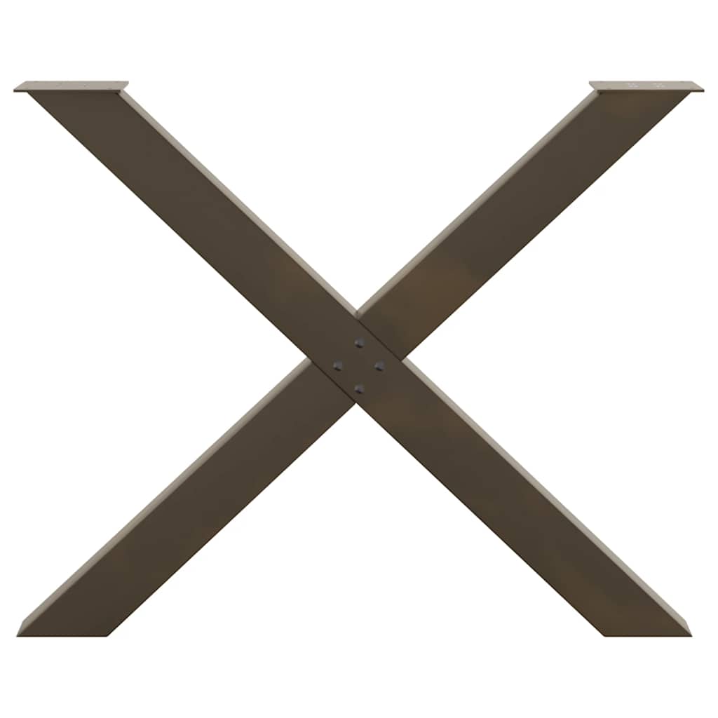 Pieds de table à manger en forme de X, 3 pièces, acier naturel, 90 x 72-73 cm