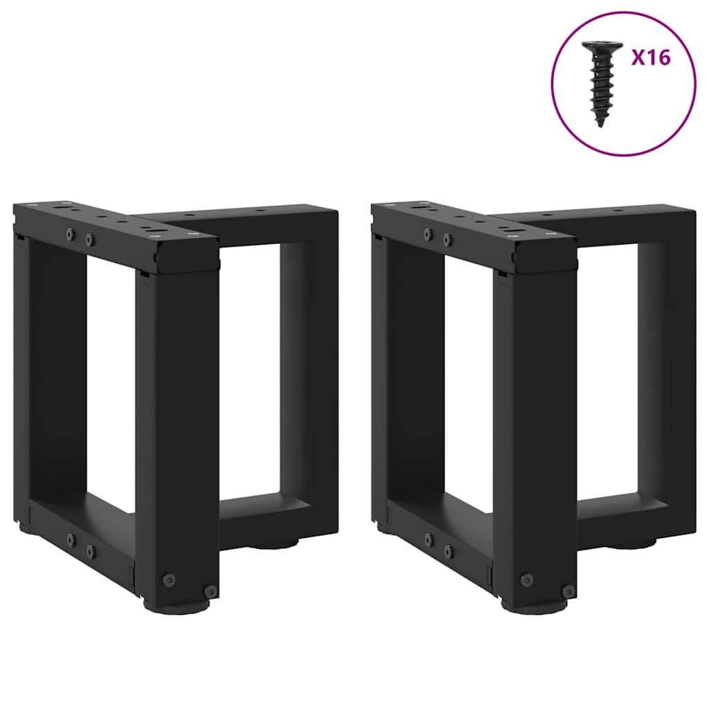 Pieds de table basse en T, 2 pièces, noir, 30 x 25 x (30-31) cm, acier