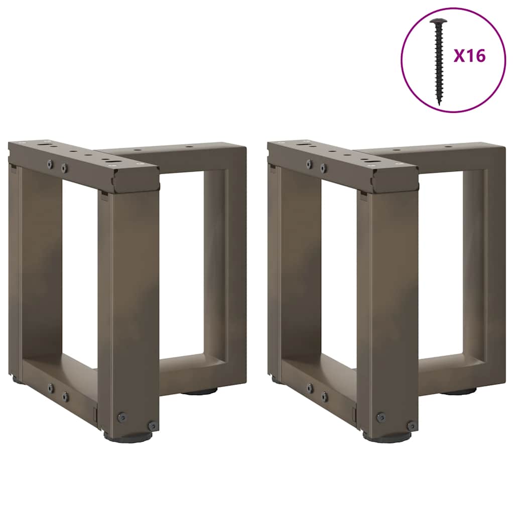 Pieds de table basse en T, 2 pièces, acier naturel, 30 x 25 x (30-31) cm