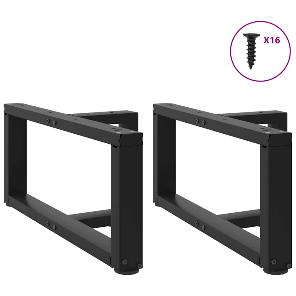 Pieds de table basse en T, 2 pièces, noir, 60 x 25 x (30-31) cm, acier