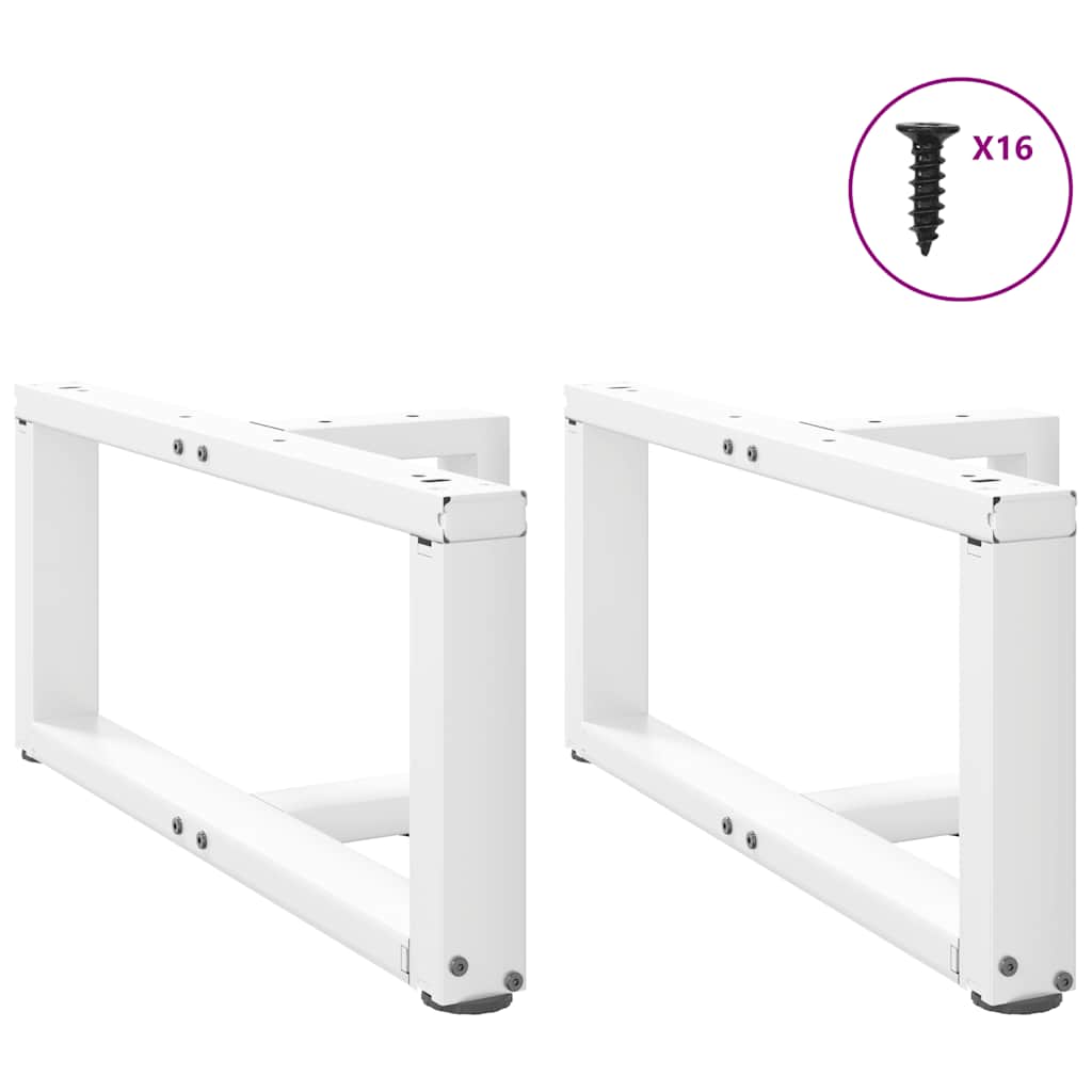 Pieds de table basse en T, 2 pièces, blanc, 60 x 25 x (30-31) cm, acier