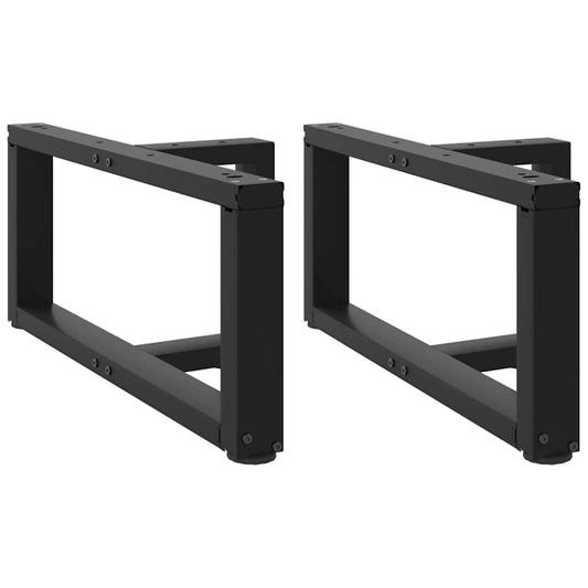 Pieds de table basse en T, 2 pièces, noir, 70 x 25 x (30-31) cm, acier