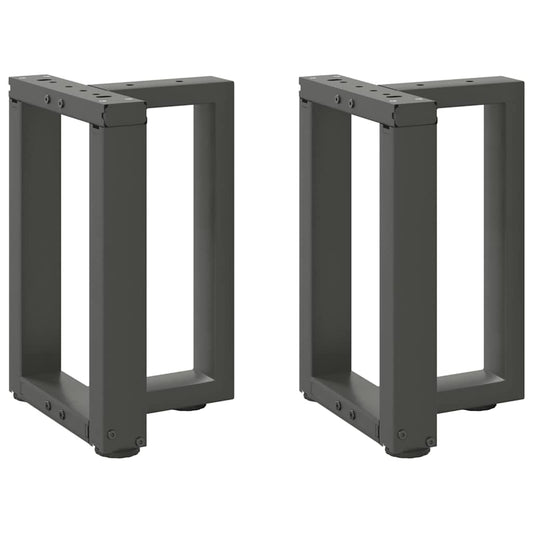 Pieds de table basse en T, 2 pièces, anthracite, 28 x 25 x (42-43) cm, acier