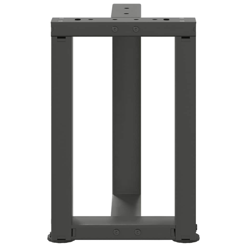 Pieds de table basse en T, 2 pièces, anthracite, 28 x 25 x (42-43) cm, acier