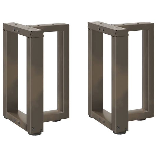 Pieds de table basse en T, 2 pièces, acier naturel, 28 x 25 x (42-43) cm