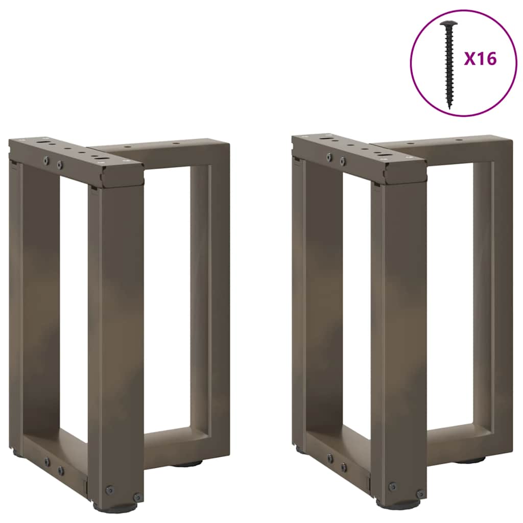 Pieds de table basse en T, 2 pièces, acier naturel, 28 x 25 x (42-43) cm