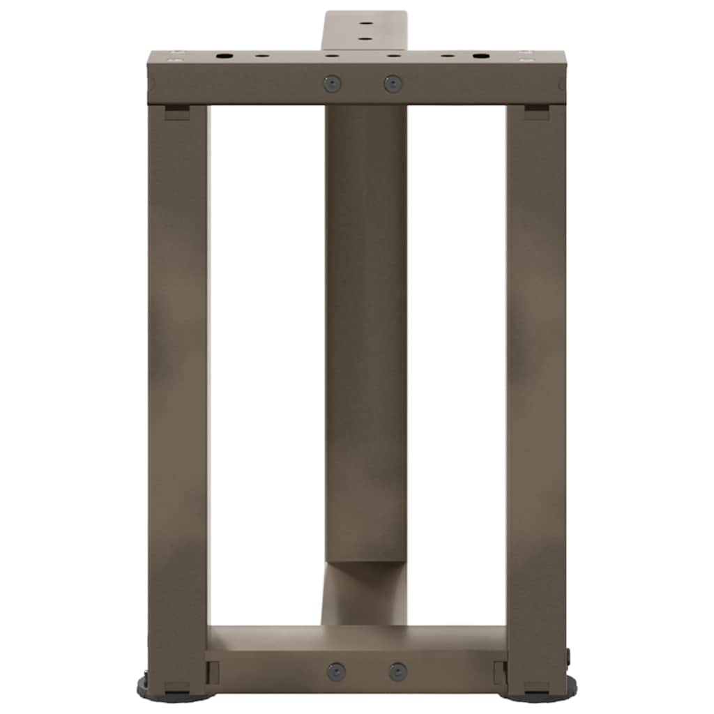 Pieds de table basse en T, 2 pièces, acier naturel, 28 x 25 x (42-43) cm