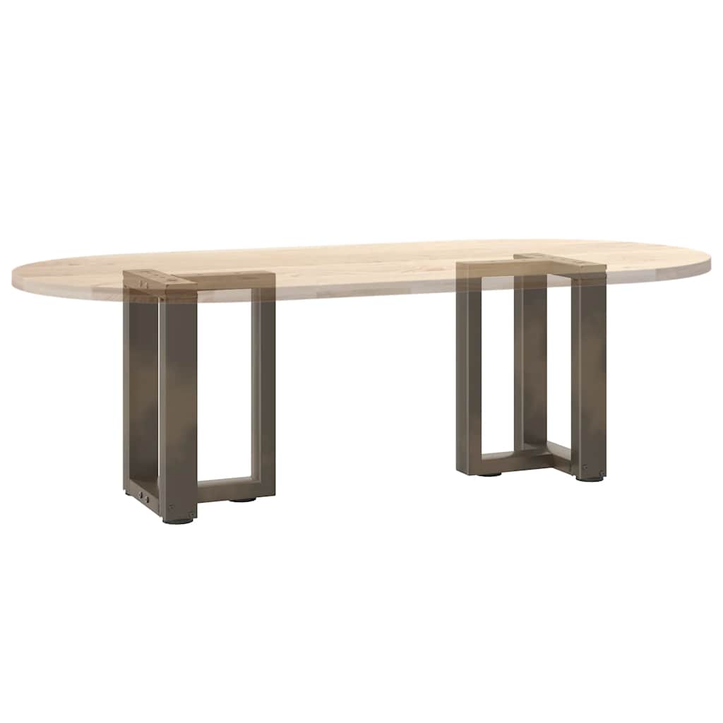 Pieds de table basse en T, 2 pièces, acier naturel, 28 x 25 x (42-43) cm