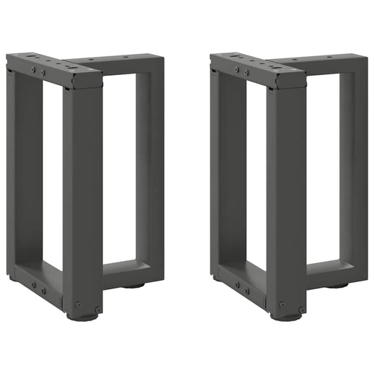Pieds de table basse en T, 2 pièces, anthracite, 38 x 25 x (42-43) cm, acier