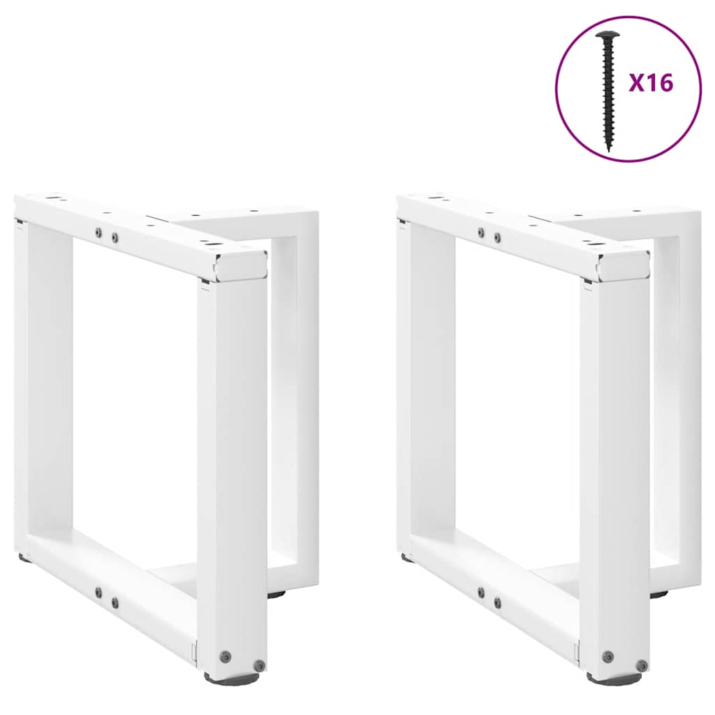 Pieds de table basse en T, 2 pièces, blanc, 50 x 25 x (42-43) cm, acier