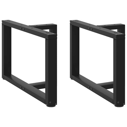 Pieds de table basse en T, 2 pièces, noir, 60 x 25 x (42-43) cm, acier