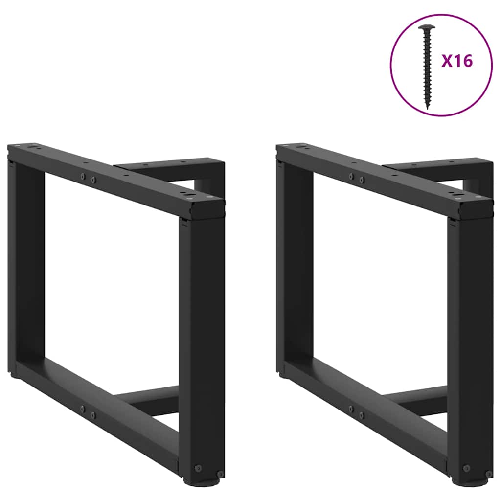 Pieds de table basse en T, 2 pièces, noir, 60 x 25 x (42-43) cm, acier