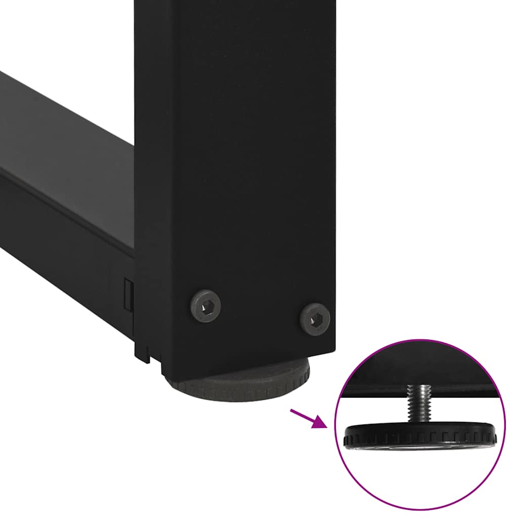 Pieds de table basse en T, 2 pièces, noir, 60 x 25 x (42-43) cm, acier