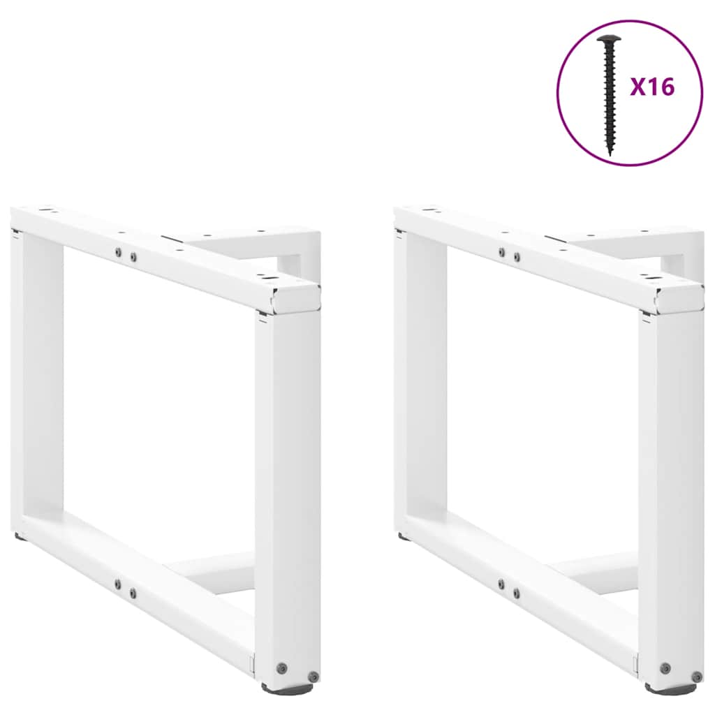 Pieds de table basse en T, 2 pièces, blanc, 60 x 25 x (42-43) cm, acier