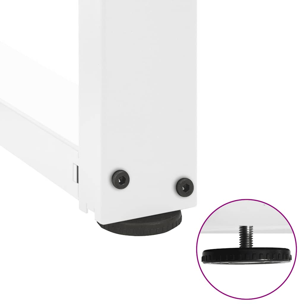 Pieds de table basse en T, 2 pièces, blanc, 60 x 25 x (42-43) cm, acier