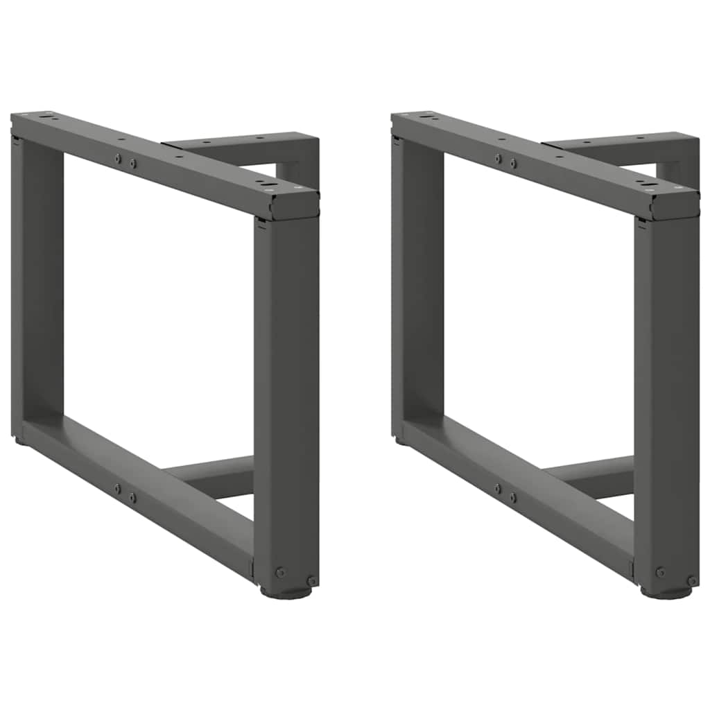 Pieds de table basse en T, 2 pièces, anthracite, 60 x 25 x (42-43) cm, acier
