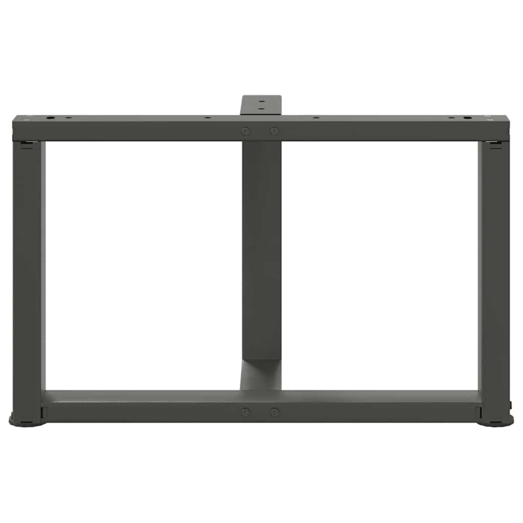 Pieds de table basse en T, 2 pièces, anthracite, 60 x 25 x (42-43) cm, acier